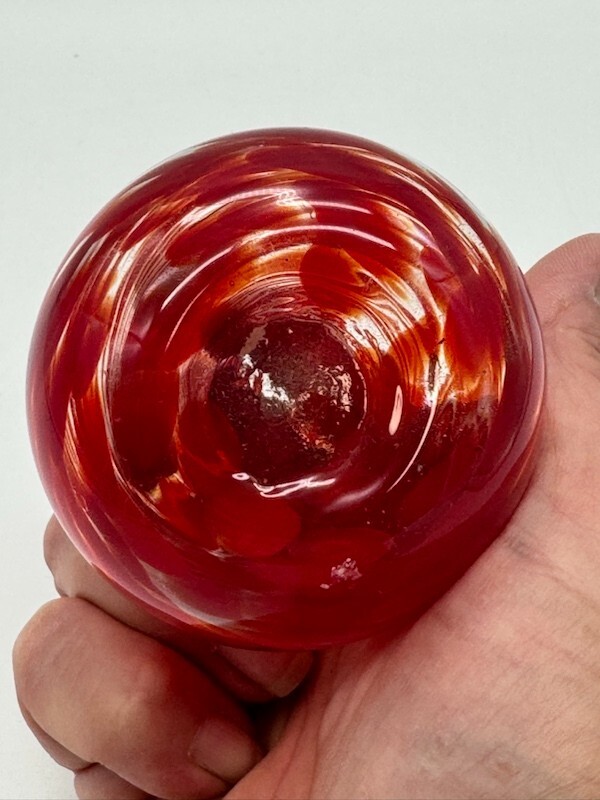 Handblown Red Striped Gum Drop Vase 4"