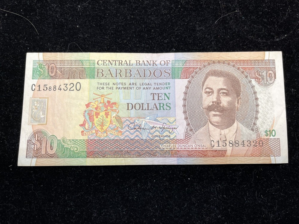Barbados 10 Dollars Banknote Excellent Condition