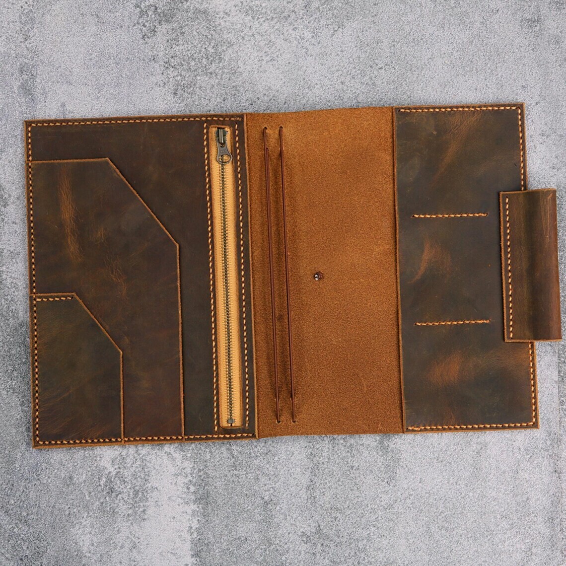 Personalized genuine leather travel journal A5 refillable notebook organizer