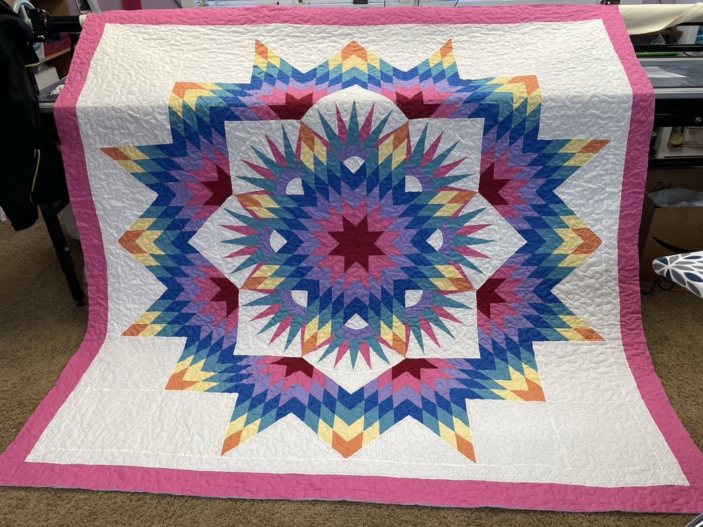 Beautiful Queen Size Star Quilt Complete