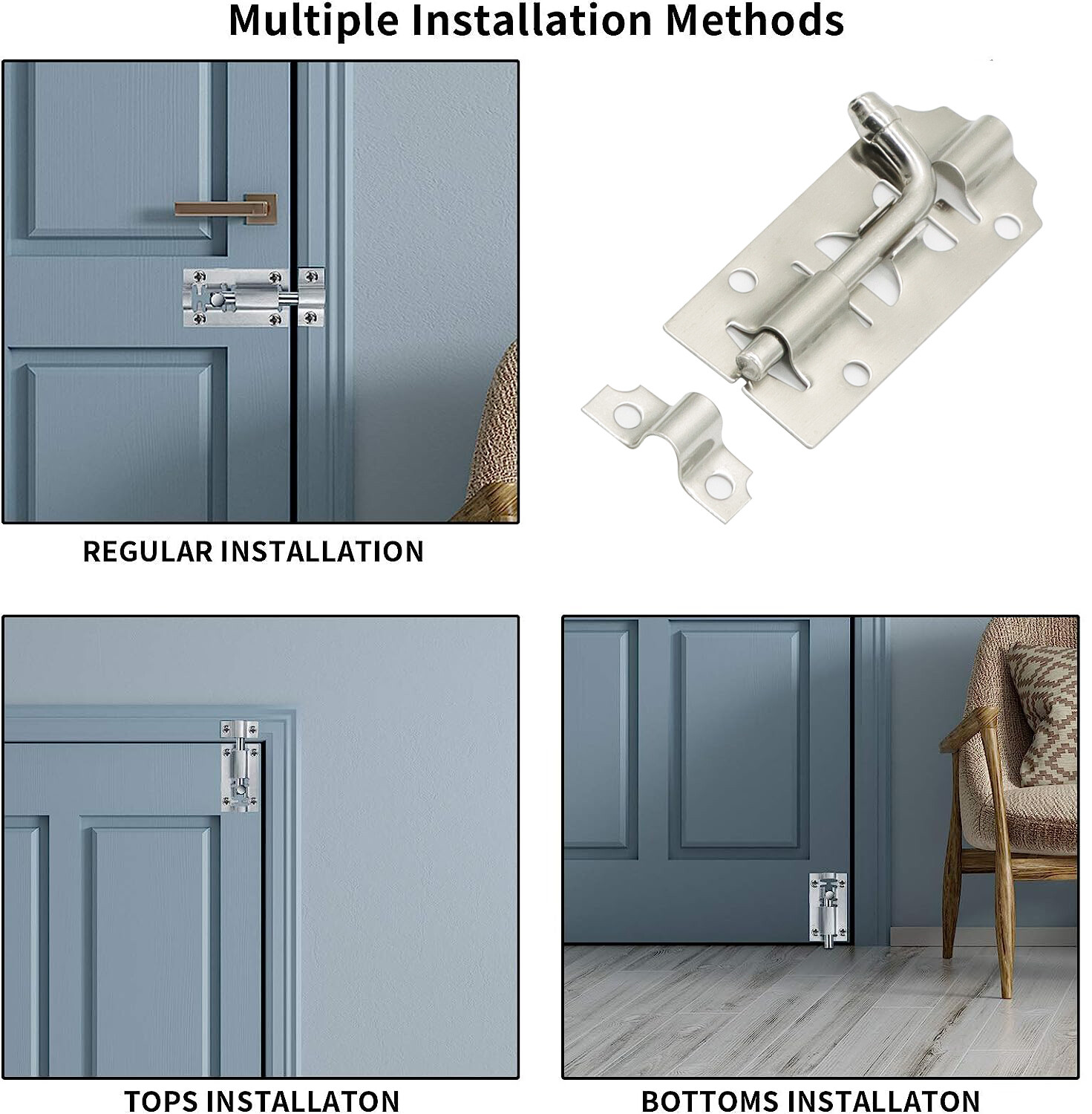 3" Long Stainless Steel Door Latch Slide Lock Barrel Bolt Door Latches Hardware