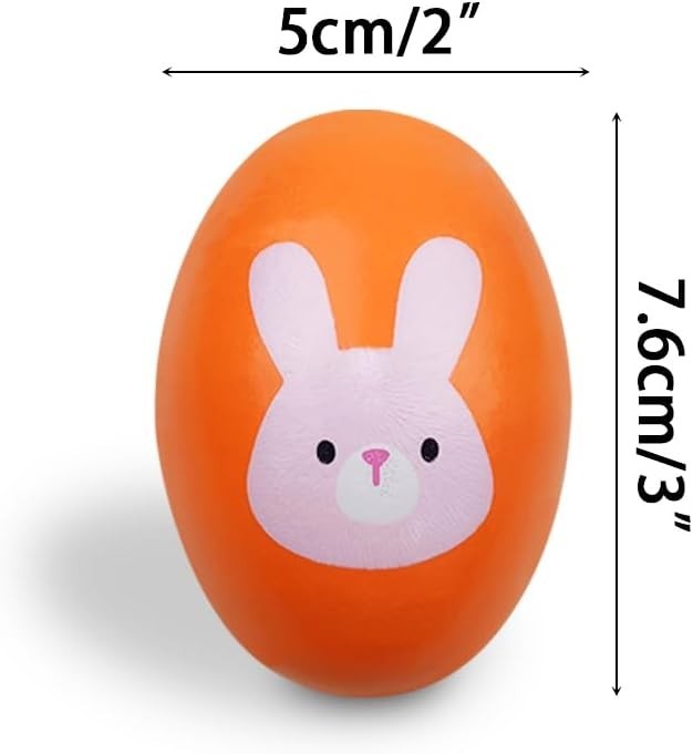 6 Pack Easter Wooden Shake Eggs Percussion Musical Easter Eggs Shakers for To...