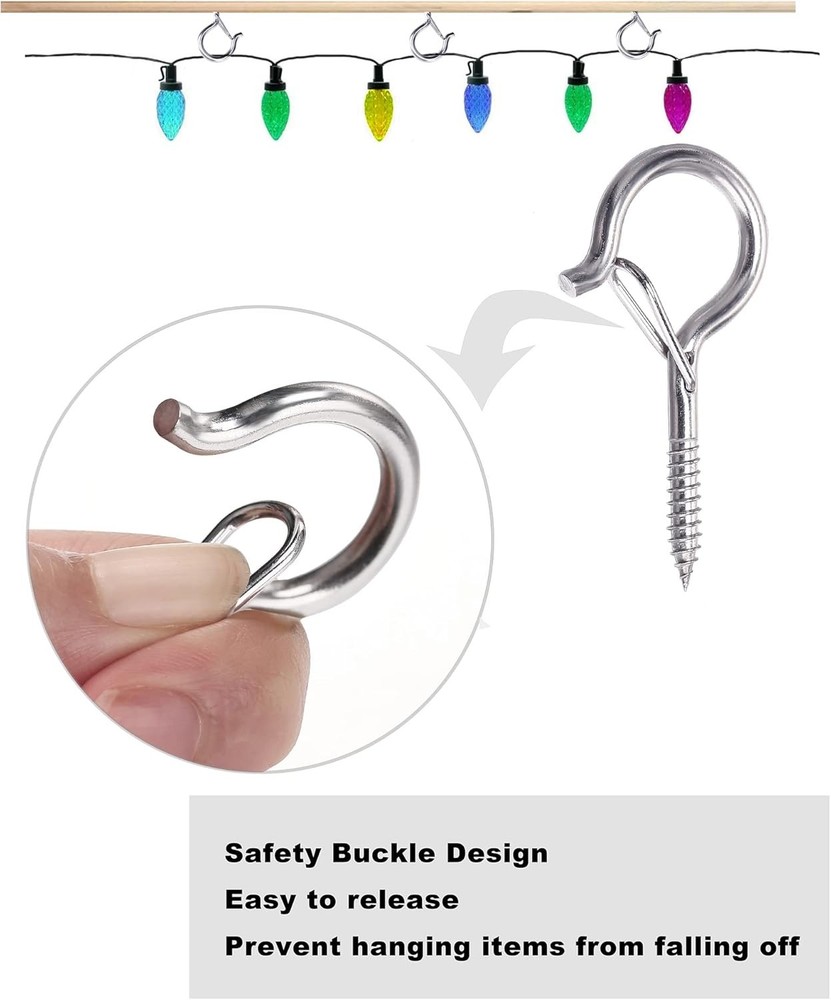 PlusRoc 20 Pack Stainless Steel Ceiling Hooks for Silver