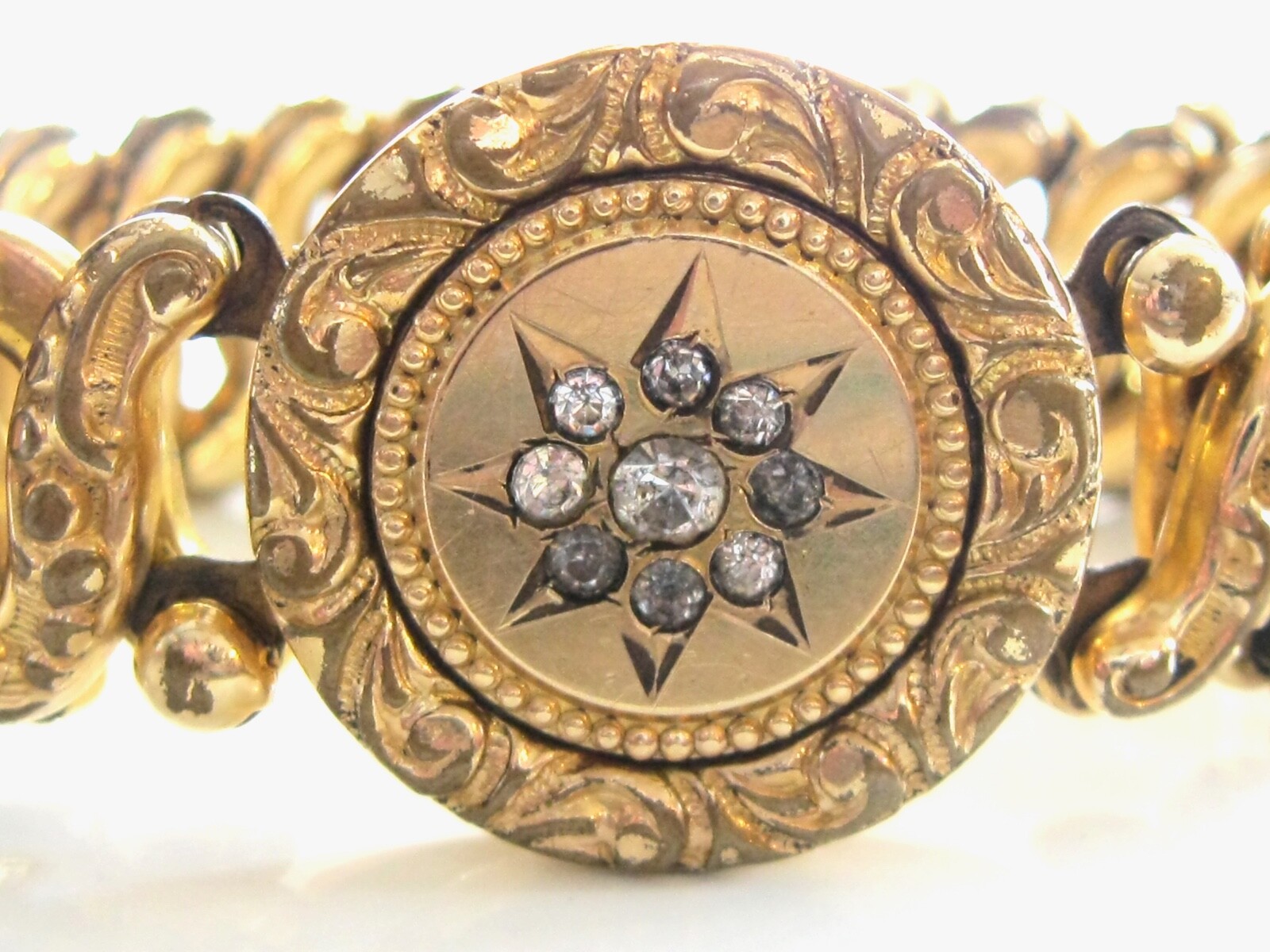 VINTAGE 1940'S WWII ERA SWEETHEART EXPANSION STRETCH BRACELET w RHINESTONES ACME