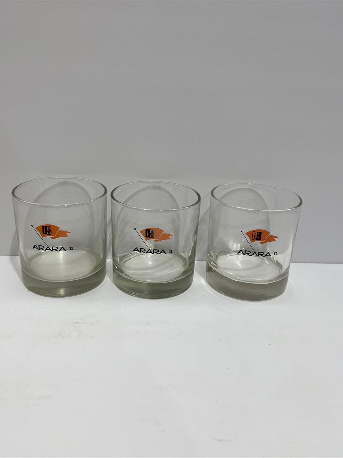 Rare Arara II Set Of 3 Rocks Drink Glasses Super Yacht. Boating, Dive Boat