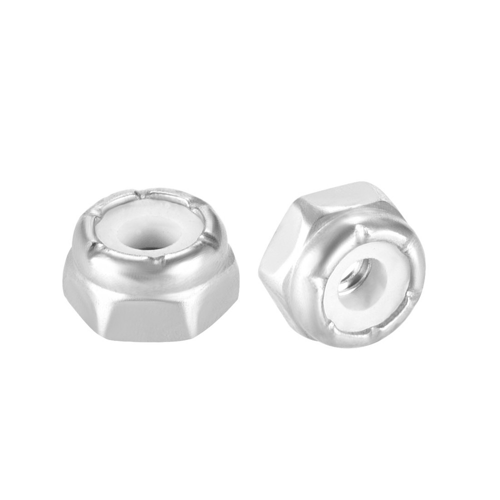 4#-40 Hex Lock Nuts Stainless Steel Nylon Insert Self-Lock Nuts, 10Pcs Silver