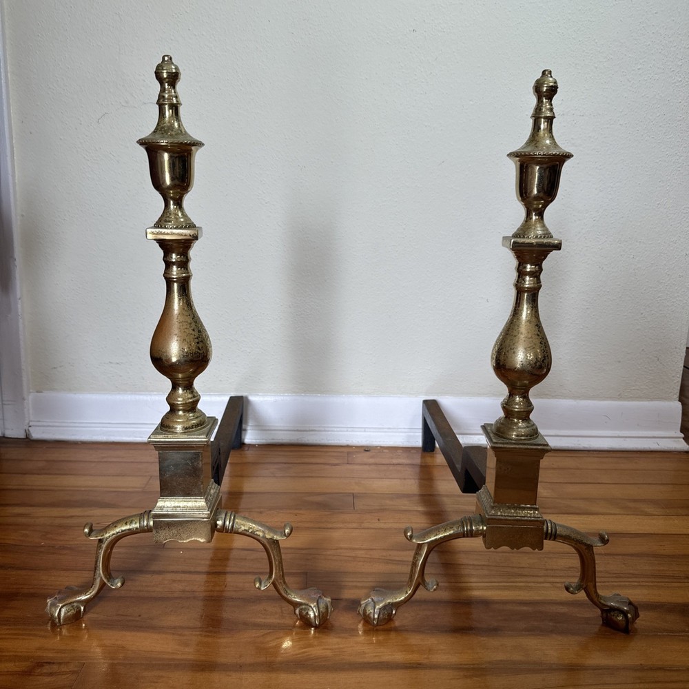 Virginia Metalcrafters - Solid Brass Andirons , Claw foot