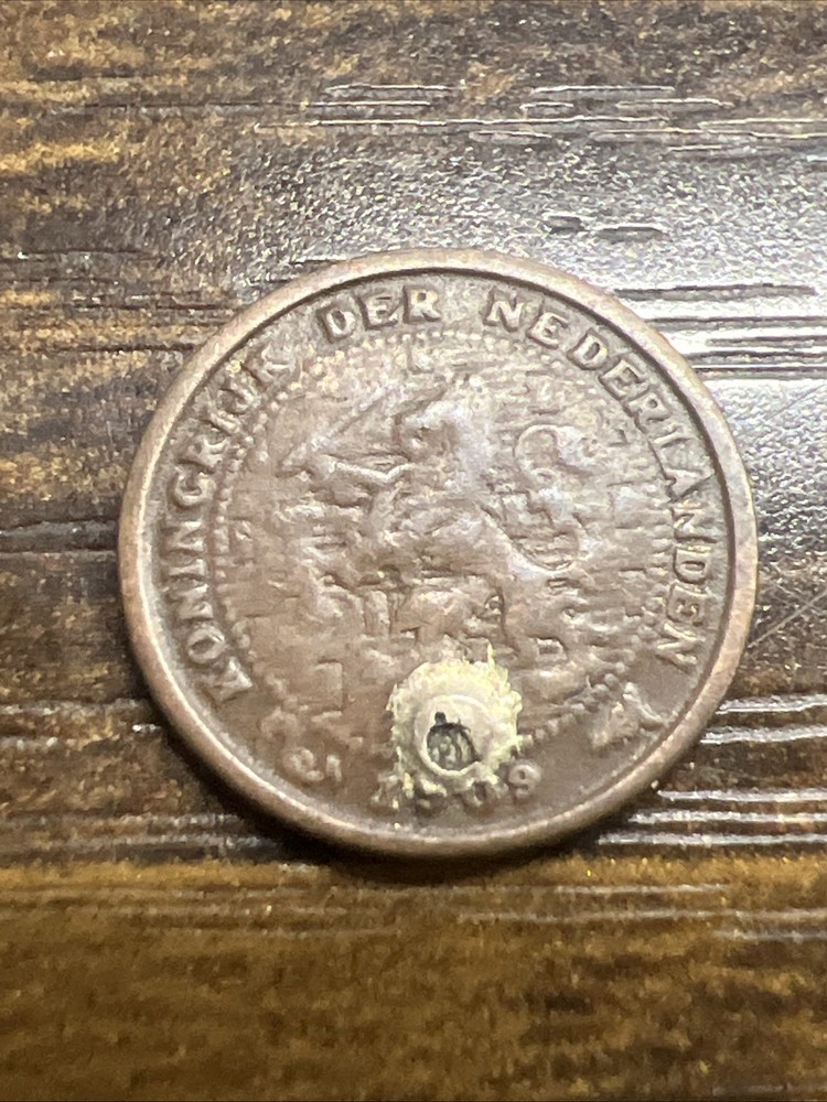1909 NETHERLANDS 1 CENT COIN.