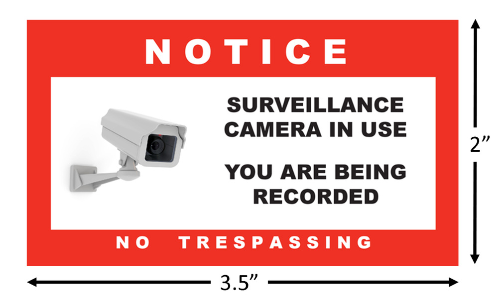 Surveillance Camera In Use Security Warning Stickers / 6 Pack + FREE Shipping