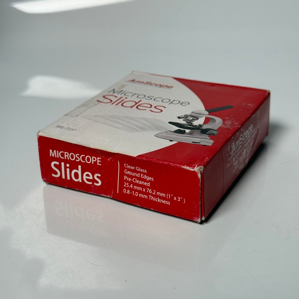 AmScope Microscope Slides 72pc Ground Edges Single Frosted CIB