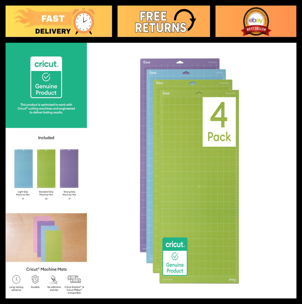 Cutting Mat Variety Pack 12"x24" (4 Count) for Explore & Maker - Standard, Light