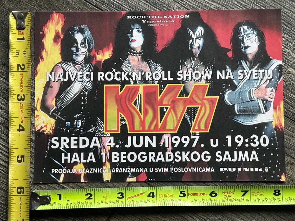 KISS Handbill Concert Ad Flyer Reunion Tour Yugoslavia Jun 4 1997 Vintage Kiss C