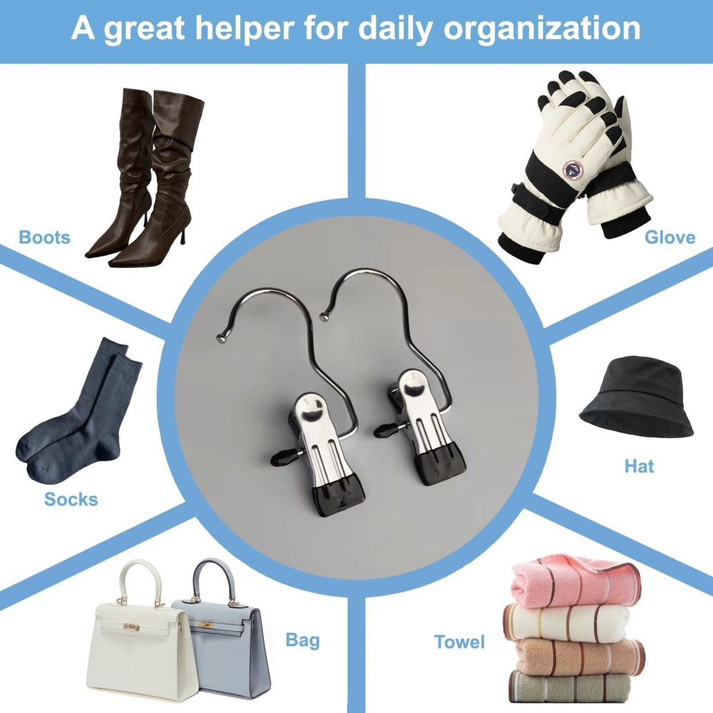 24 Pack Hanger Clips, Multi Function Clip Hooks, Laundry Hanging Hooks Black