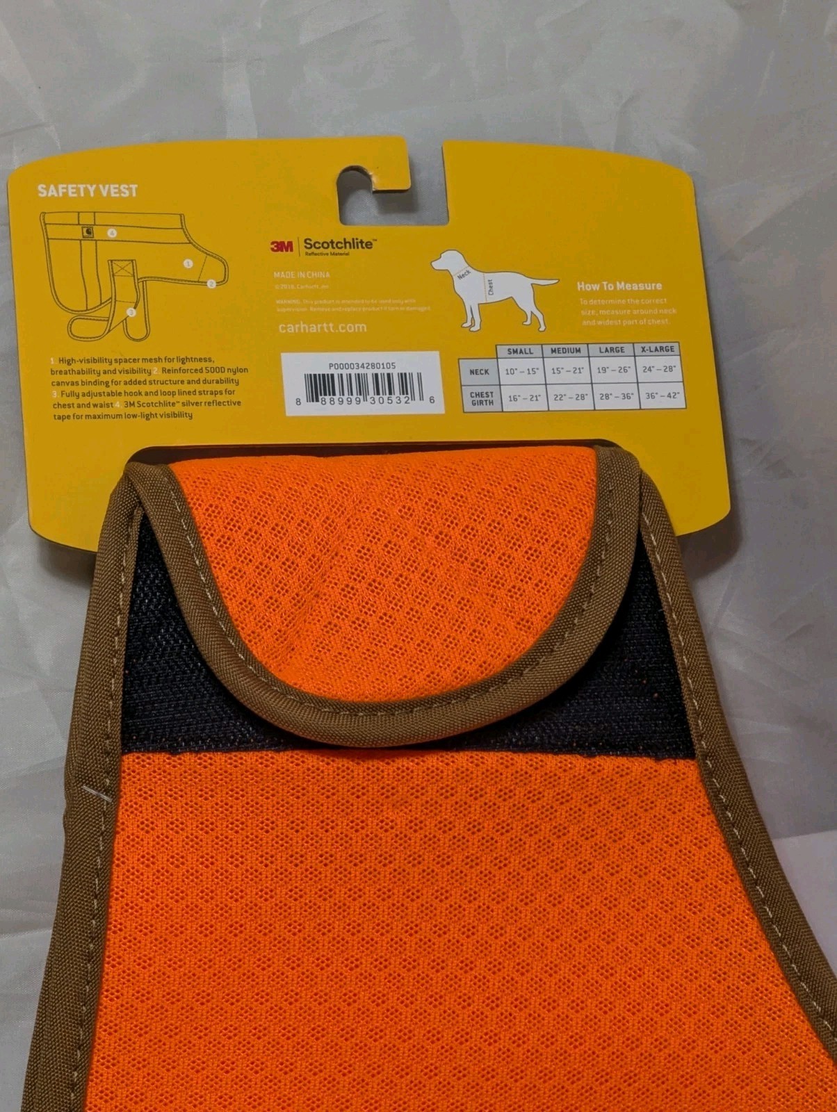 Carhartt Dog Safety Vest Reflective Orange Size XL Chest: 36"-42" New