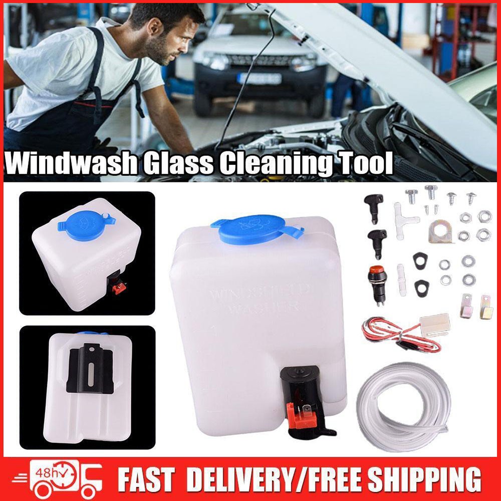 Universal Windshield Washer Pump Reservoir Kit Fluid Reservoir Tank Bottle C0D5