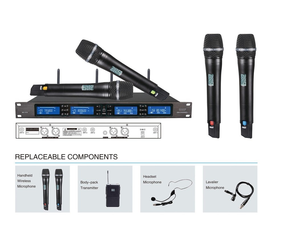 BVB VM-100MKII Professional Quad 4 x UHF Wireless Microphone System