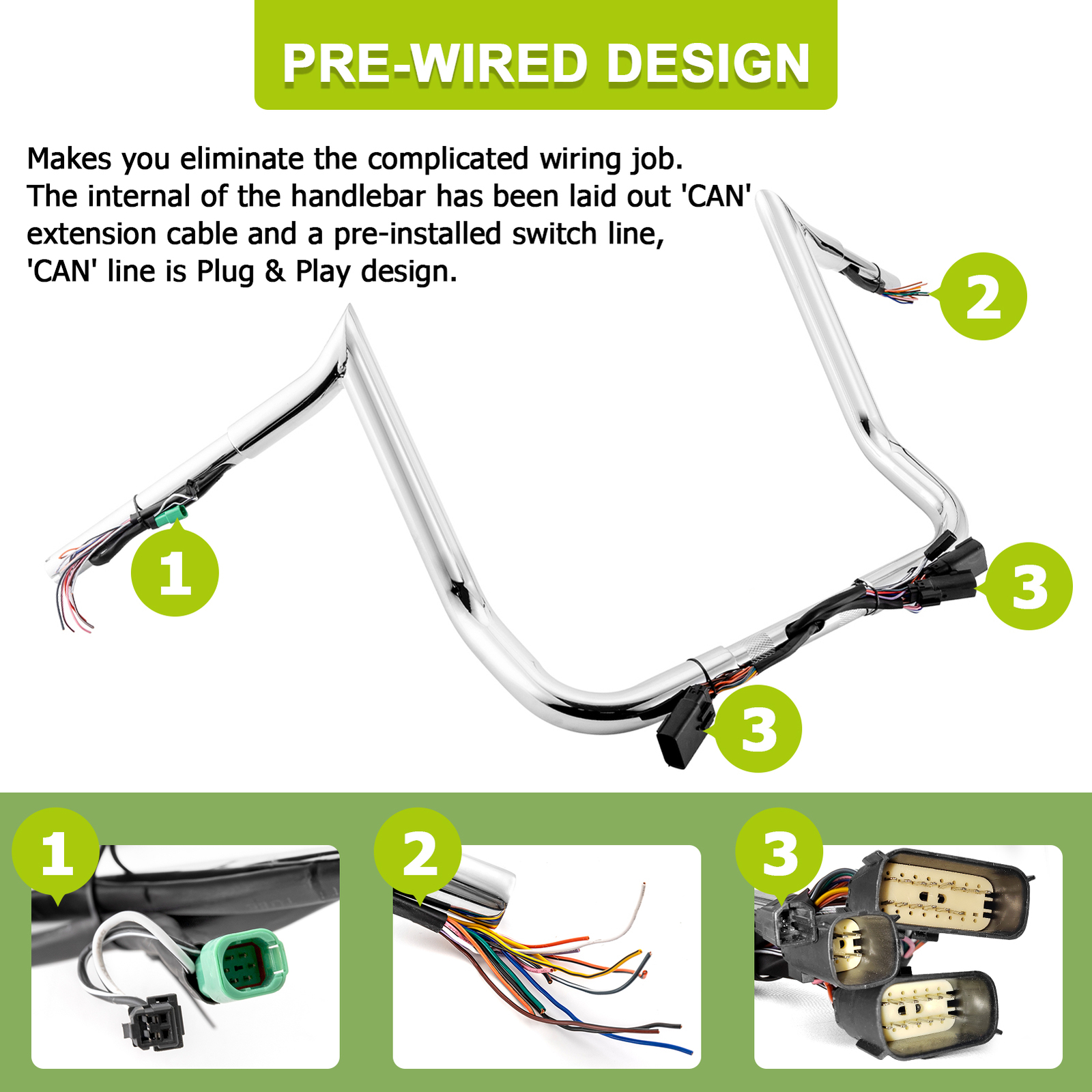 14" Pre-wired Bagger Handlebar For Harley Electra Glide Ultra Limited 2008-2013