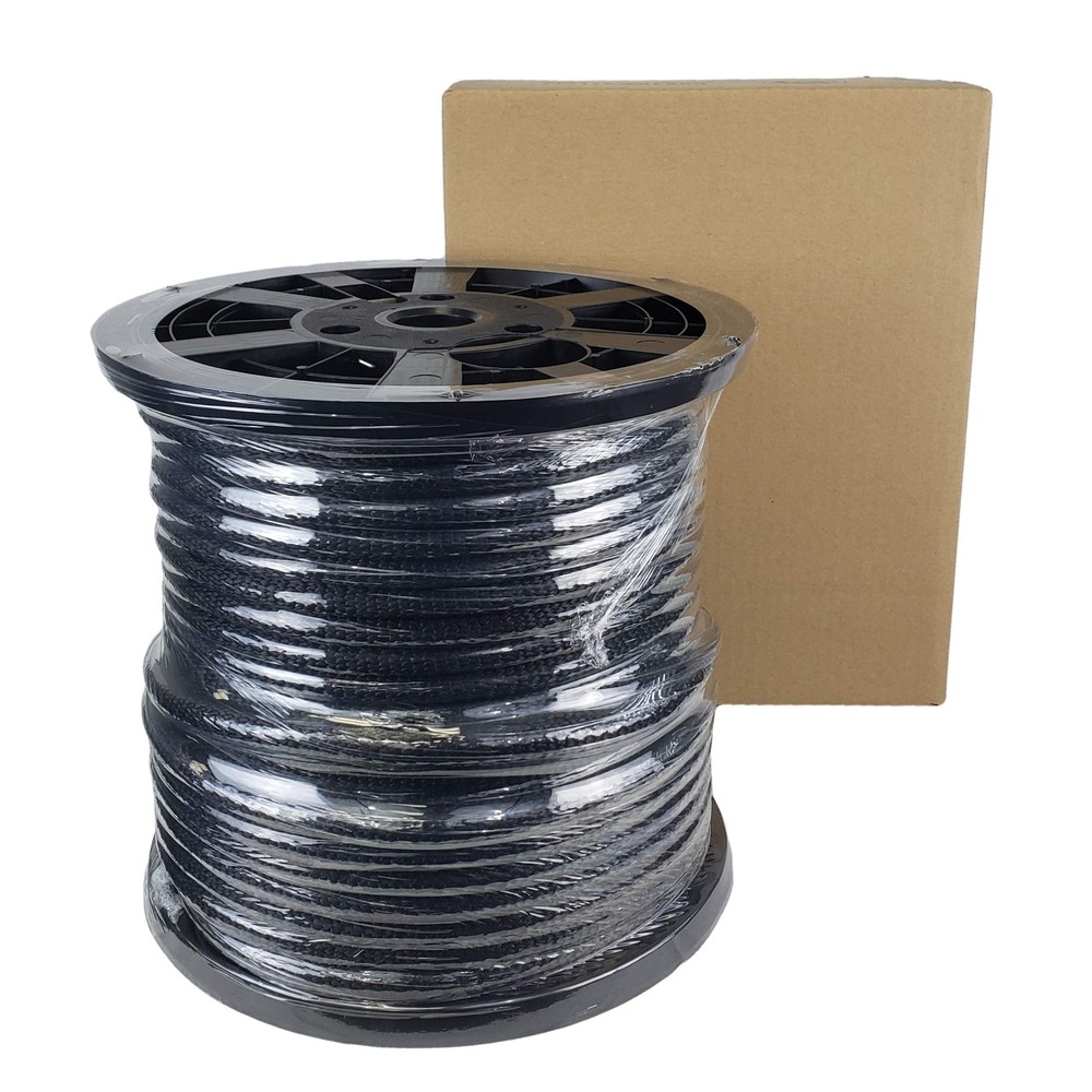 1/2 Inch Black Dacron Polyester Rope 250 Foot Spool | Solid Braid Industrial Gra