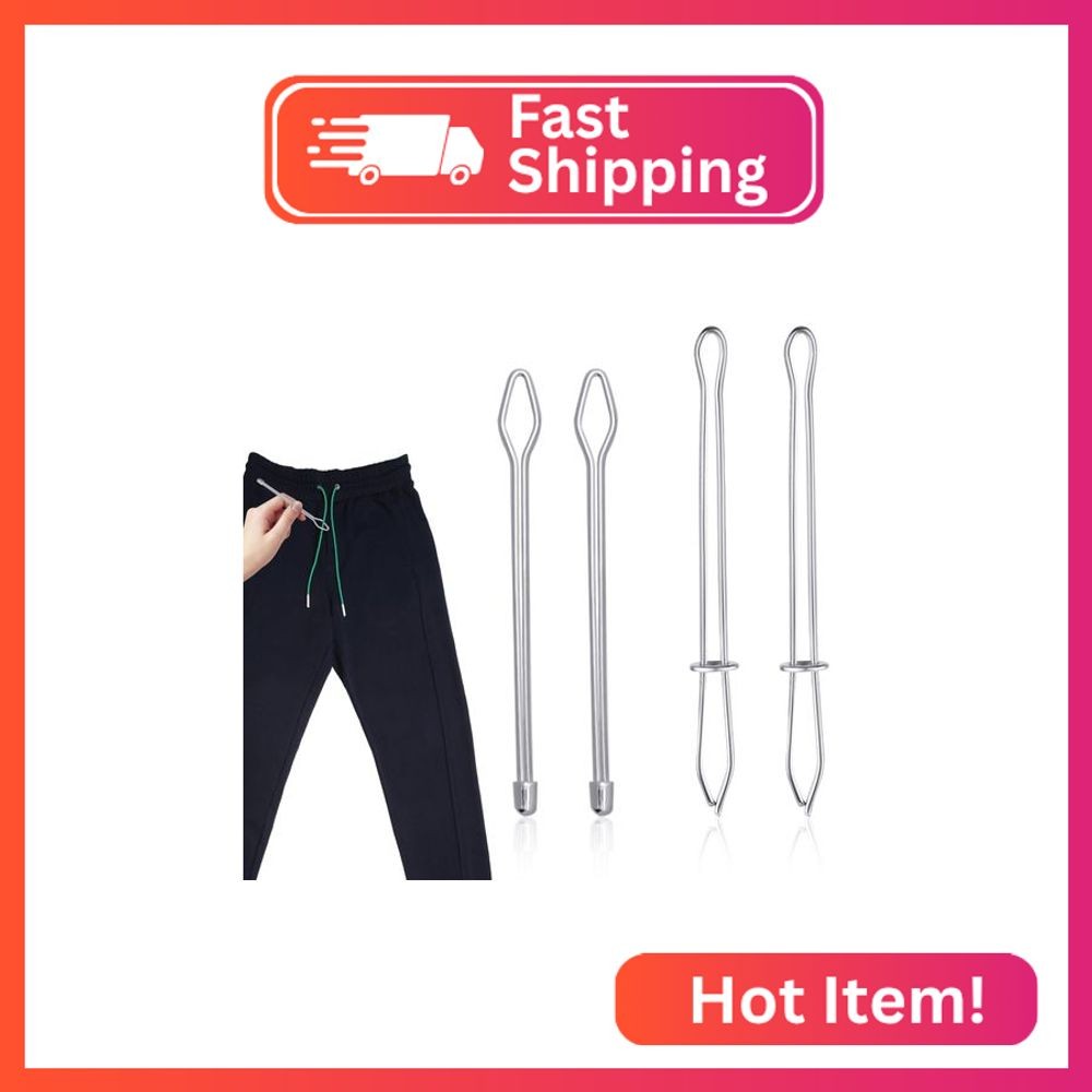 4pcs Rope Threader, 2 Designs Bodkin Drawstring Threader Tool Set Metal Draw Str