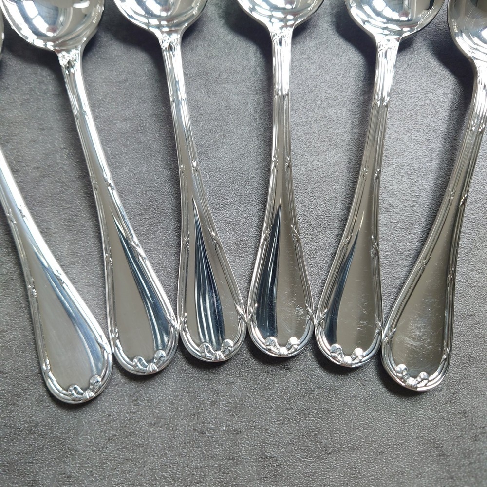 Christofle Rubans Coffee Spoon 6pcs Silverplate Flatware Excellent