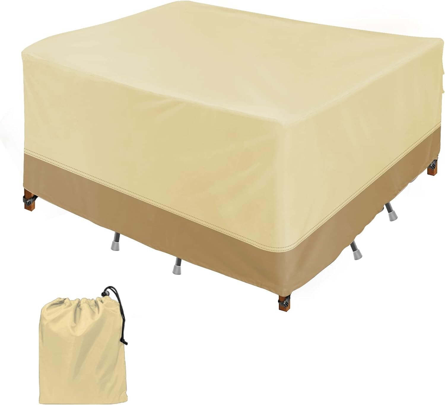 iCOVER Patio Furniture Cover，Waterproof Dustproof Patio Table Cover，SAND