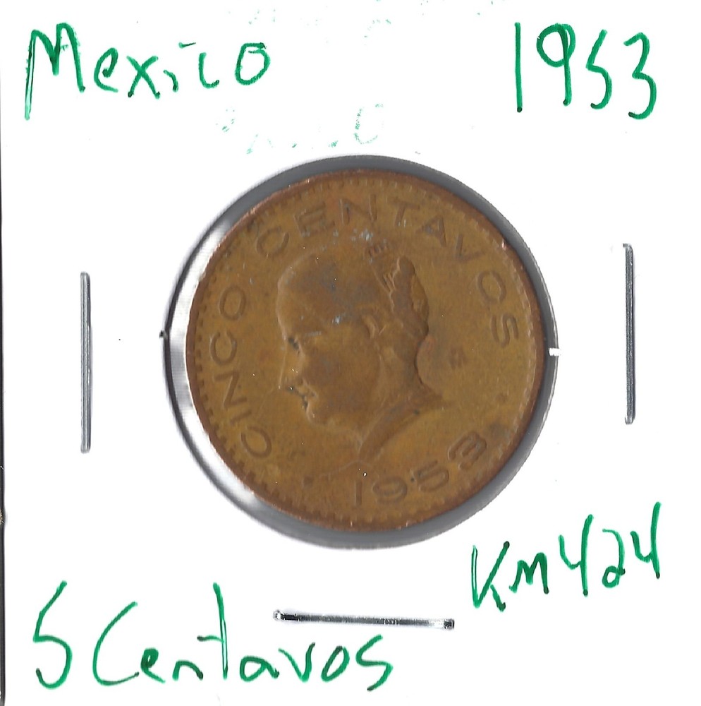 Coin Mexico 5 Centavos 1953 KM424