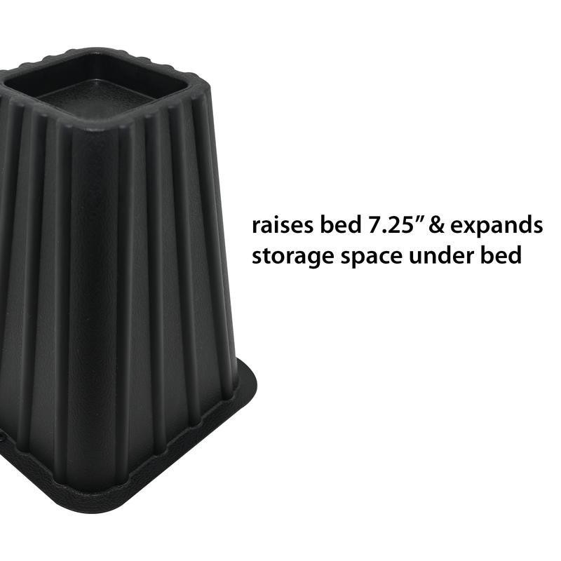 Tall Bed Risers Heavy Duty Polypropylene 4-Pack 7.25 Inch Adjustable Storage New