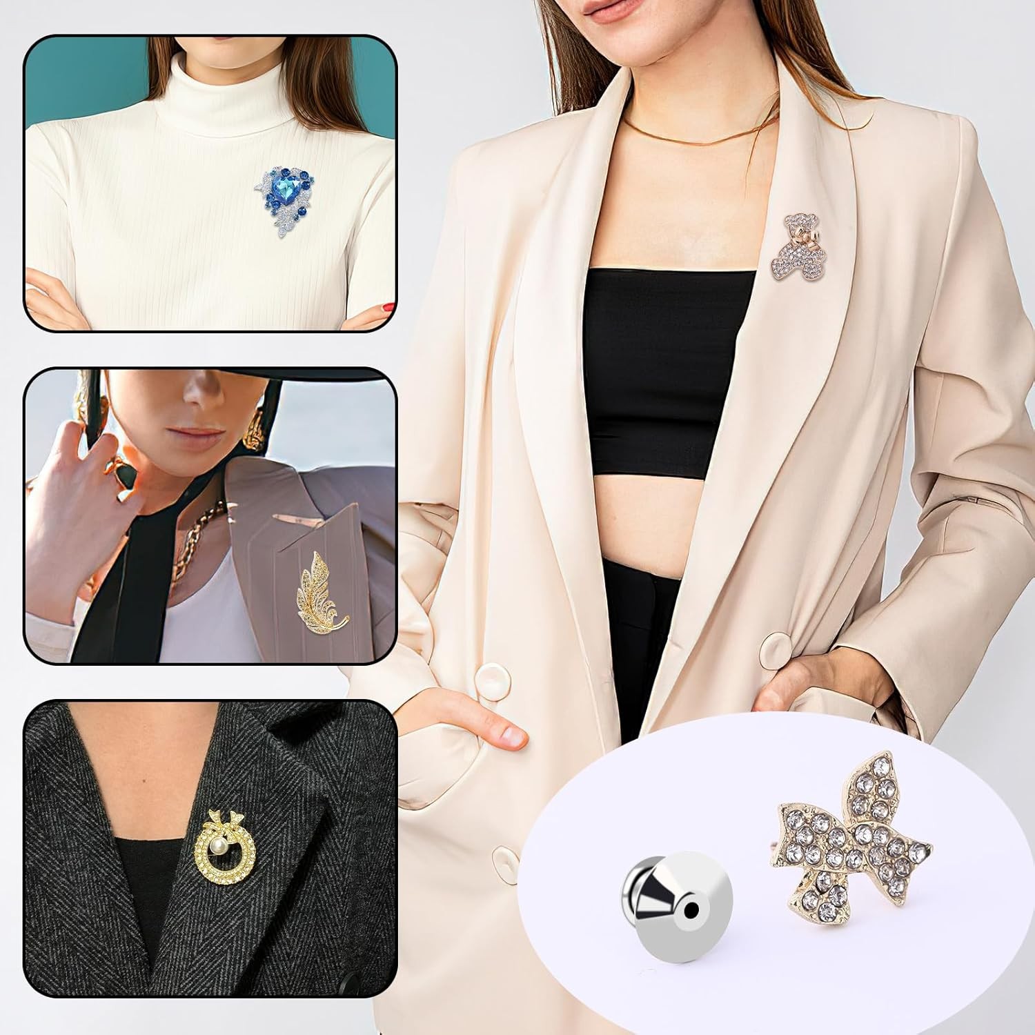 20PCS Locking Pin Back,Metal Pin Keepers and Clasp,Pin Backing for Brooch,Enamel