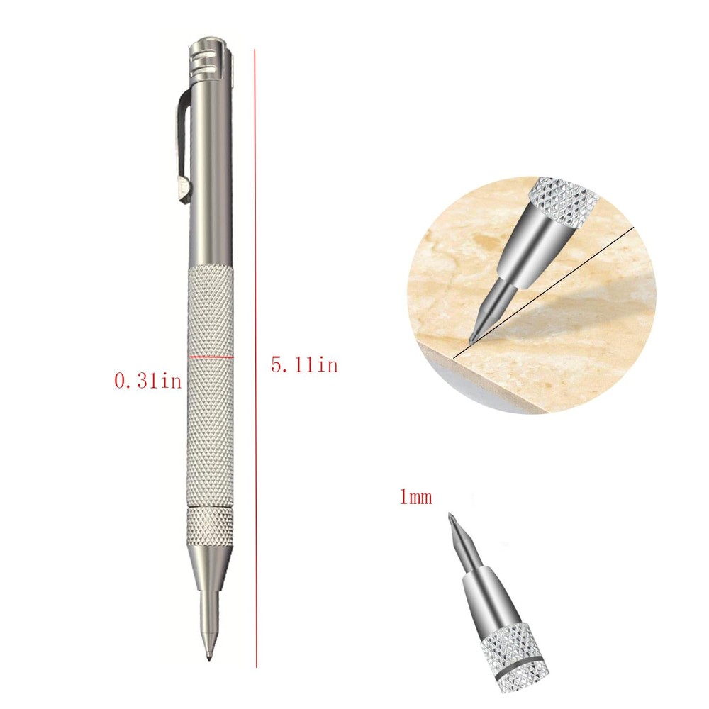 2pcs Tungsten Carbide Tip Scriber With 12 Replacement Marking Tip, Silver