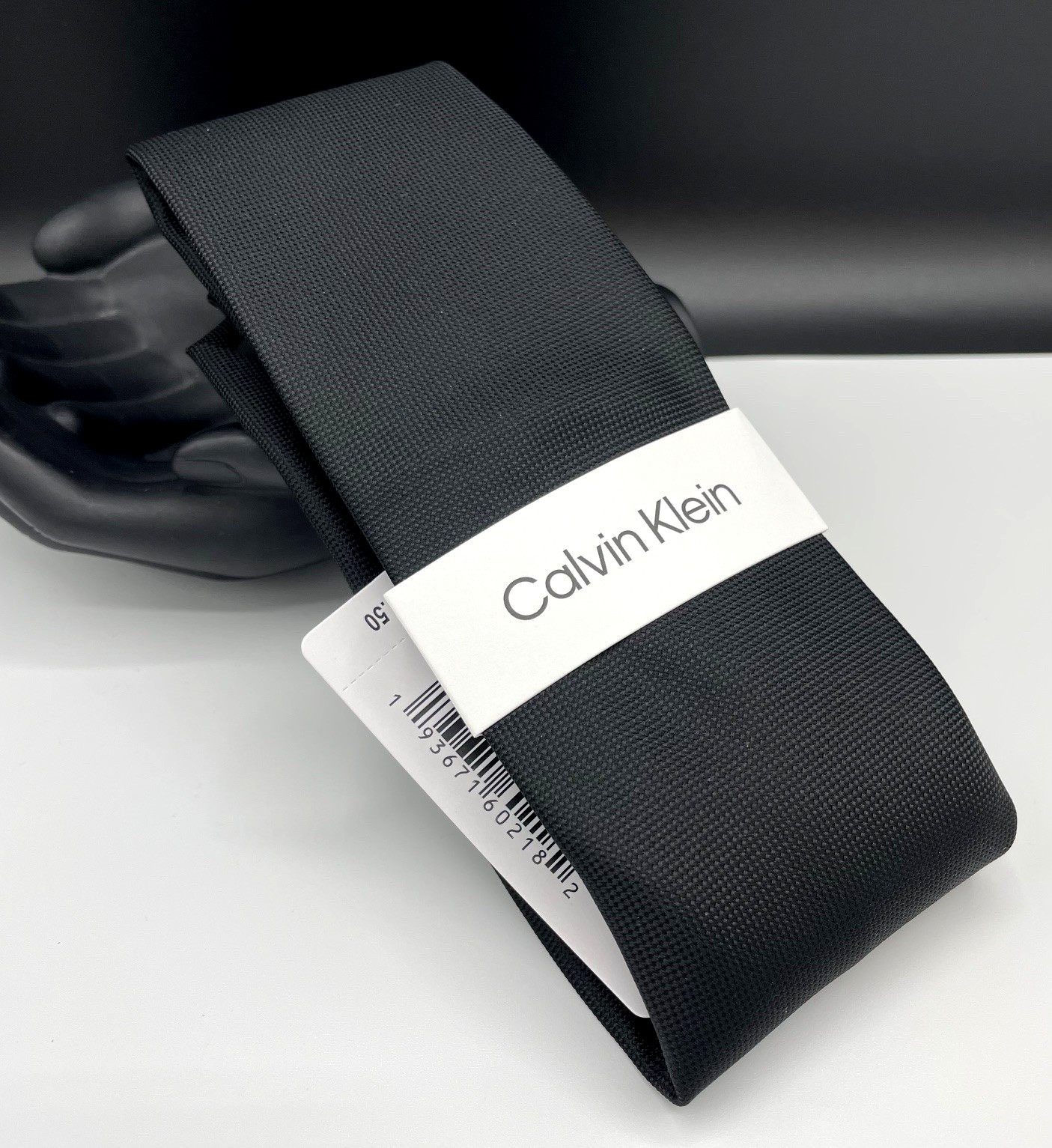 Calvin Klein Men's Polyester Tie ~ Black ~ Silver Spun Solid ~ NEW MSRP: $69.50