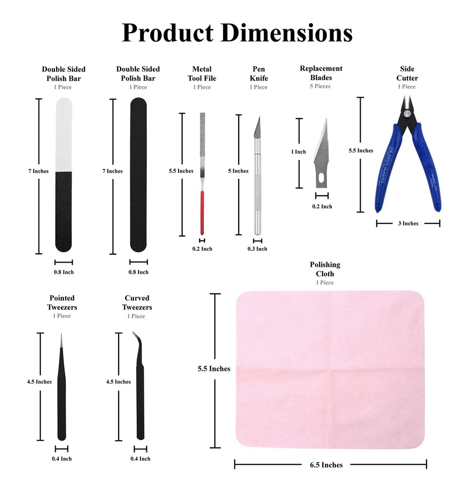 Mandala Crafts 13 PCS Plastic Model Tools Sets with Hobby Small, Silver