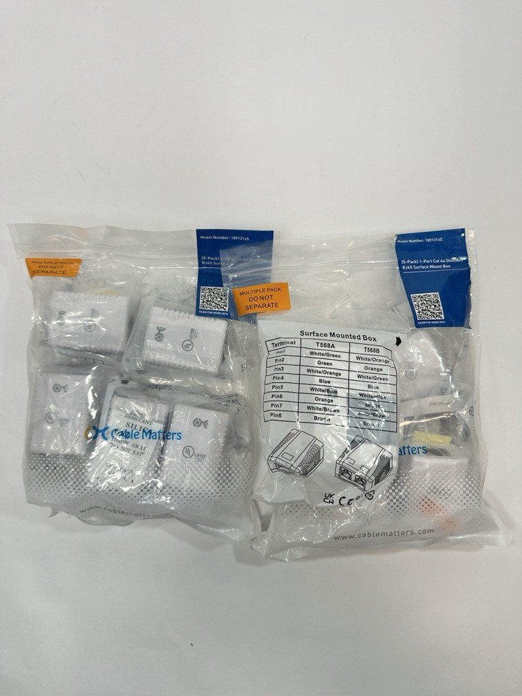 9-Pack, 1-Port Cat 6a Shielded RJ45 Surface Mount Box