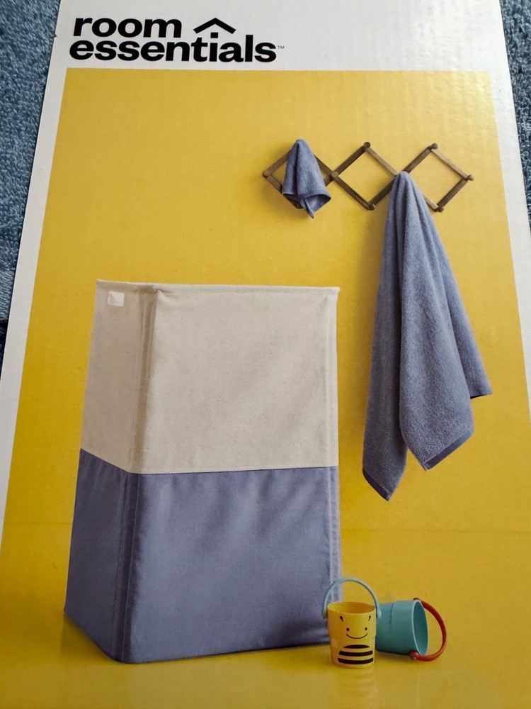 room essentials Towel & Hamper Set 3pc Blue