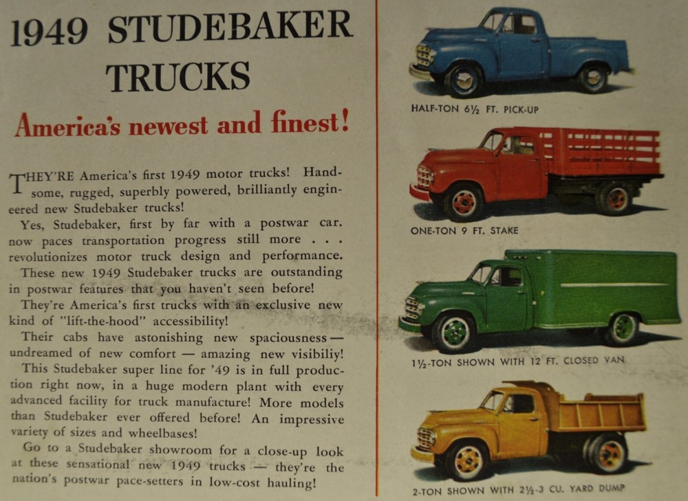 1949 Studebaker Truck Brochure Folder Pickup Dump Stake Nice Original 49