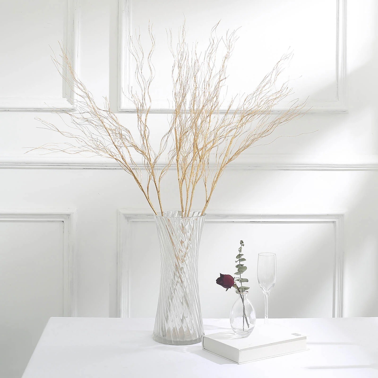 4 Metallic Gold 39" Long STEM Artificial Twigs Bendable Willow Sprays Events