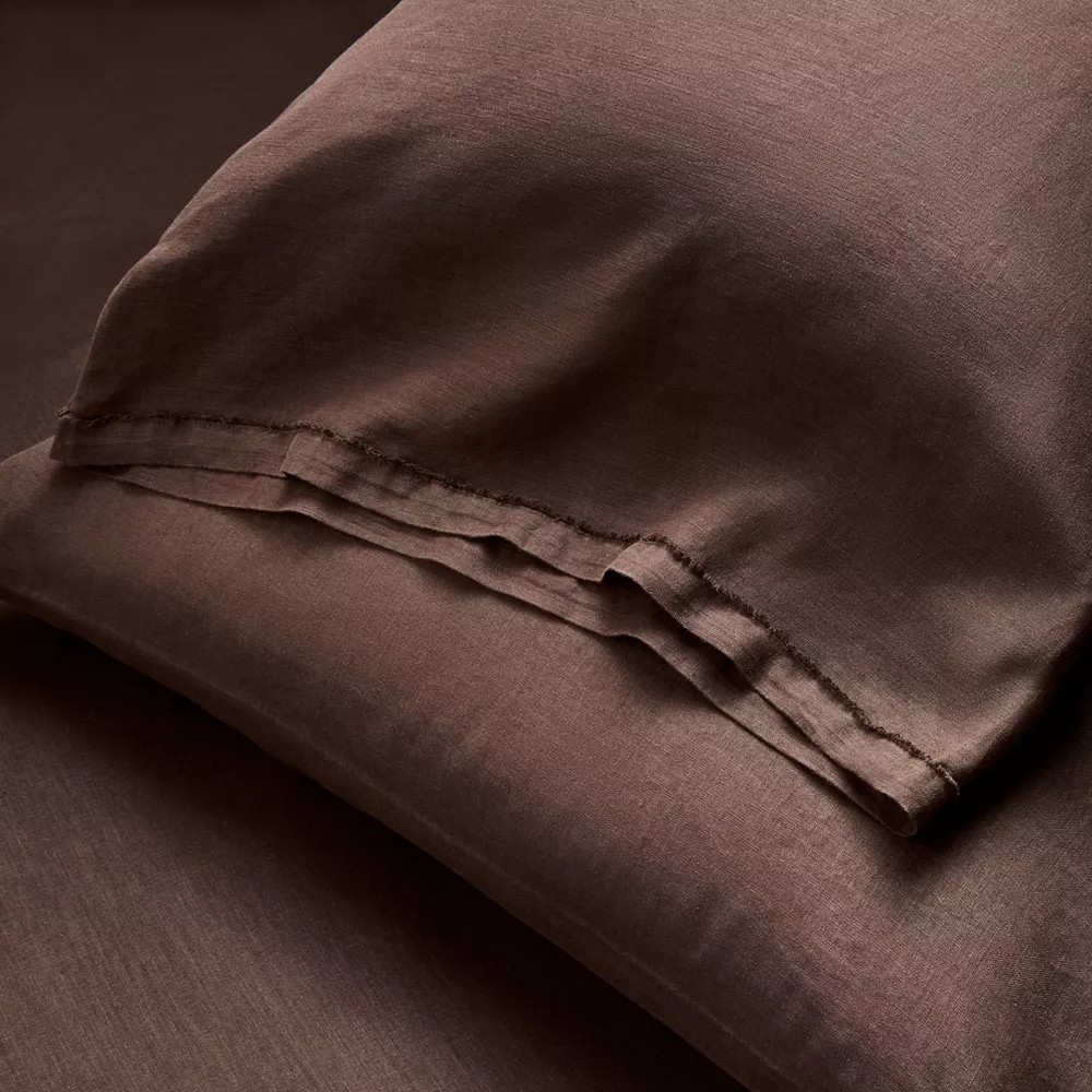 King 100% Linen Pillowcases Dark Fig - Casaluna