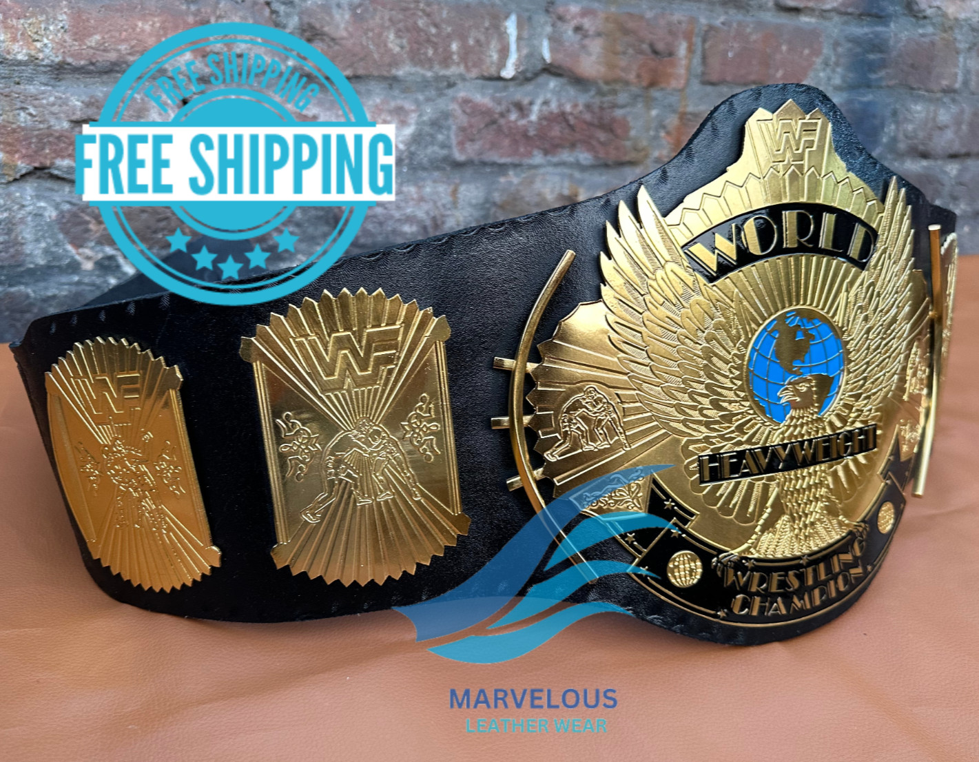 Winged Eagle Championship Wrestling Replica Title Belt 4MM Brass Adult size
