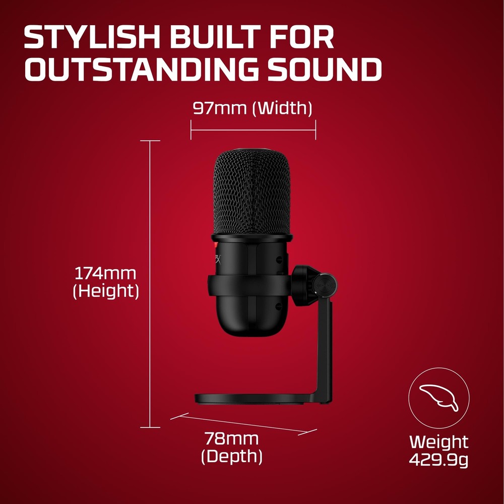 HyperX SoloCast – USB Condenser Gaming Microphone, for PC, PS4, PS5 and Mac, Tap