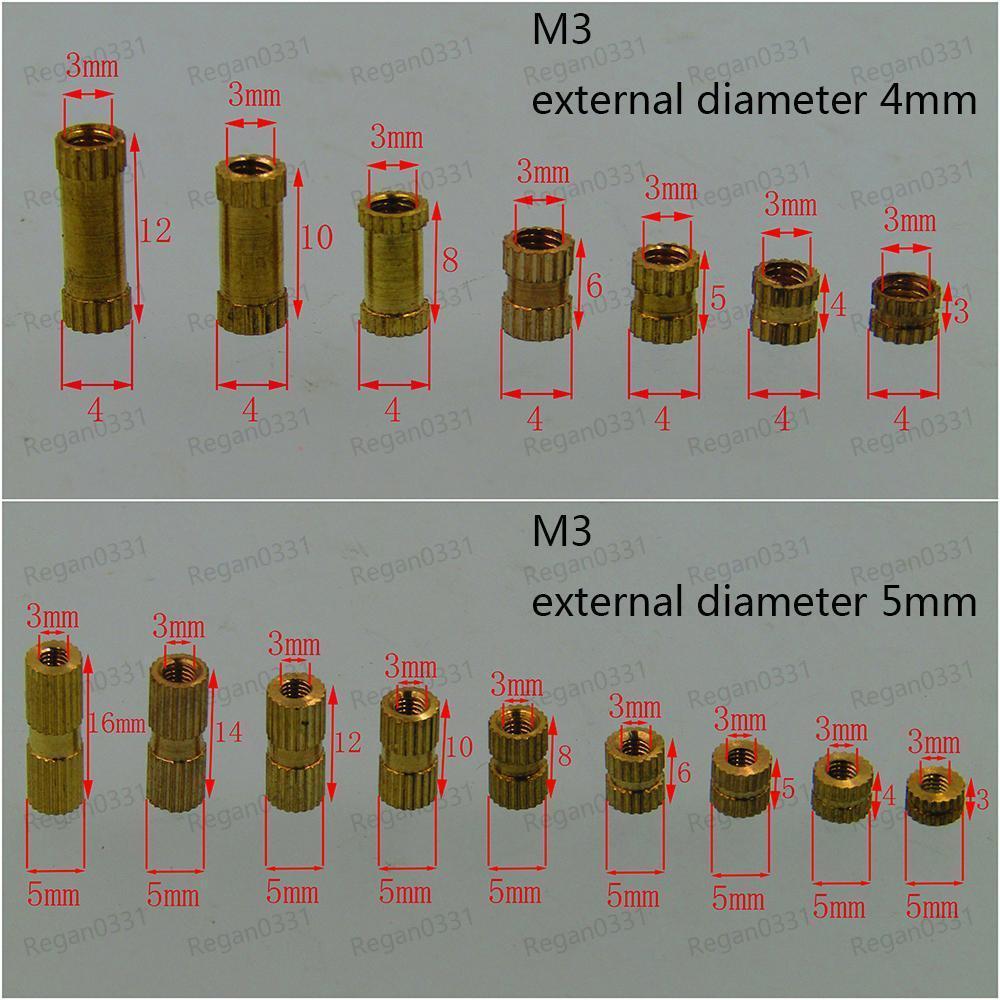 M2 M2.5 M3 M4 M6 Brass Cylinder Knurled Threaded Round Insert Embedded Nuts