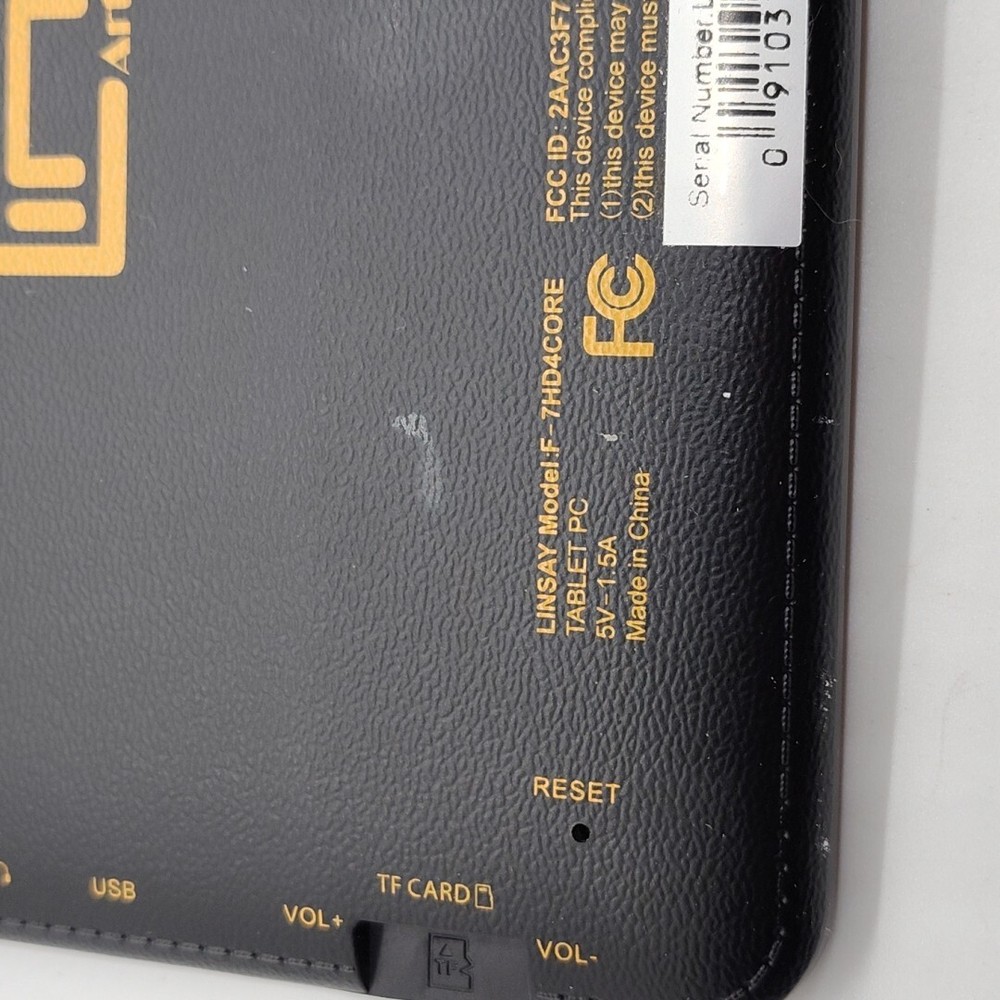 Linsay 7HD4CORE Tablet 7" Android HD Quad Core Tested Works Used