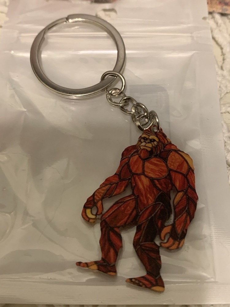2” Sasquatch Bigfoot yeti Acrylic plastic keychain key ring 2D flat 2 sided
