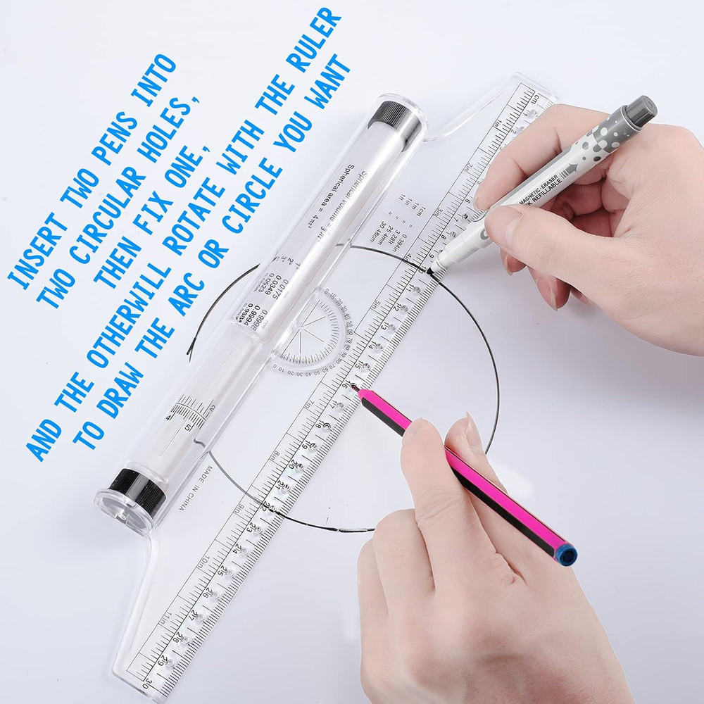 Frienda 2 Pieces Plastic Measuring Rolling Ruler Drawing Parallel Multifunctiona