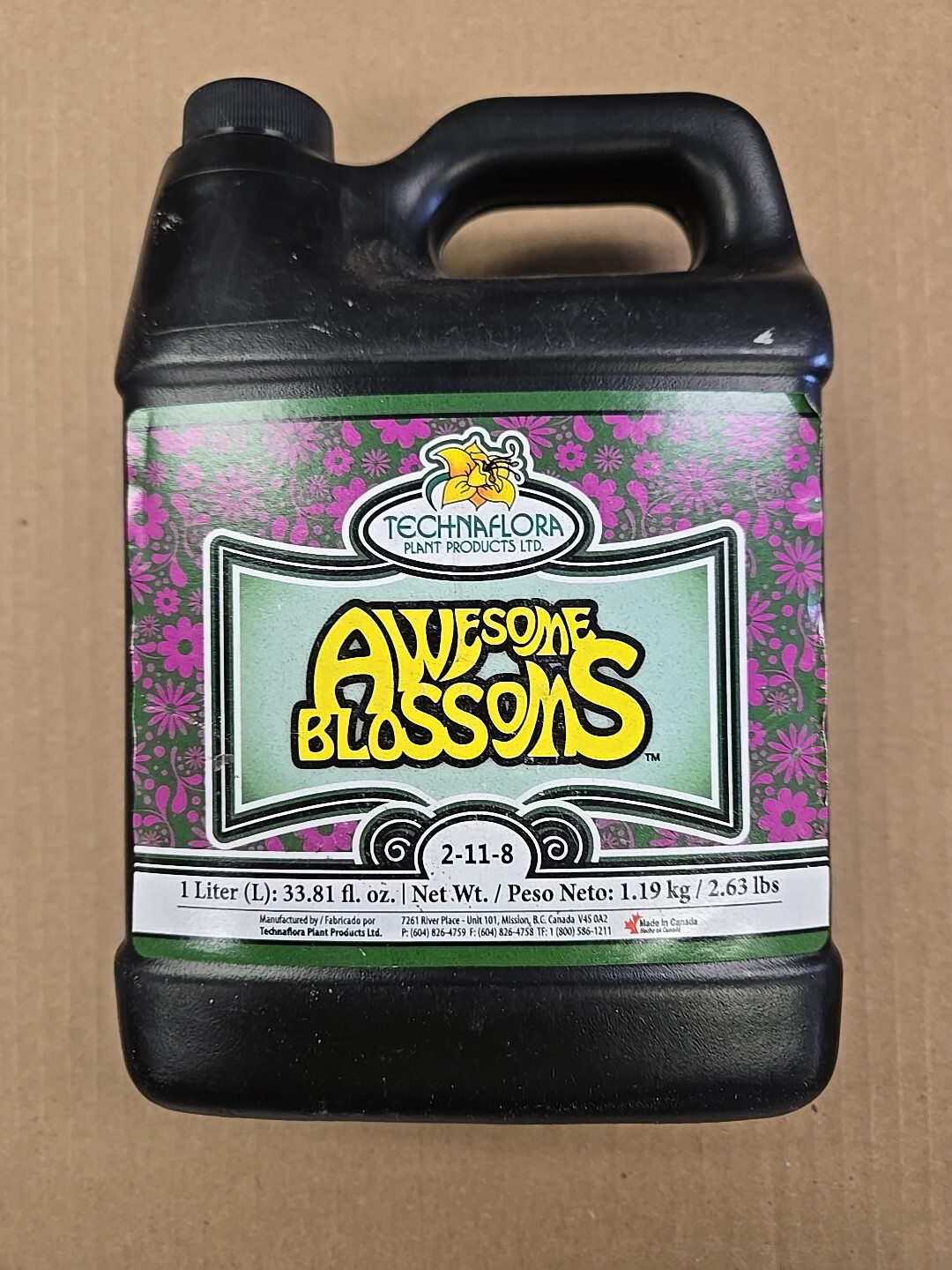 Technaflora, Awesome Blossoms, 2-11-8, 1 L fertilizers, 1 Liter, Organic