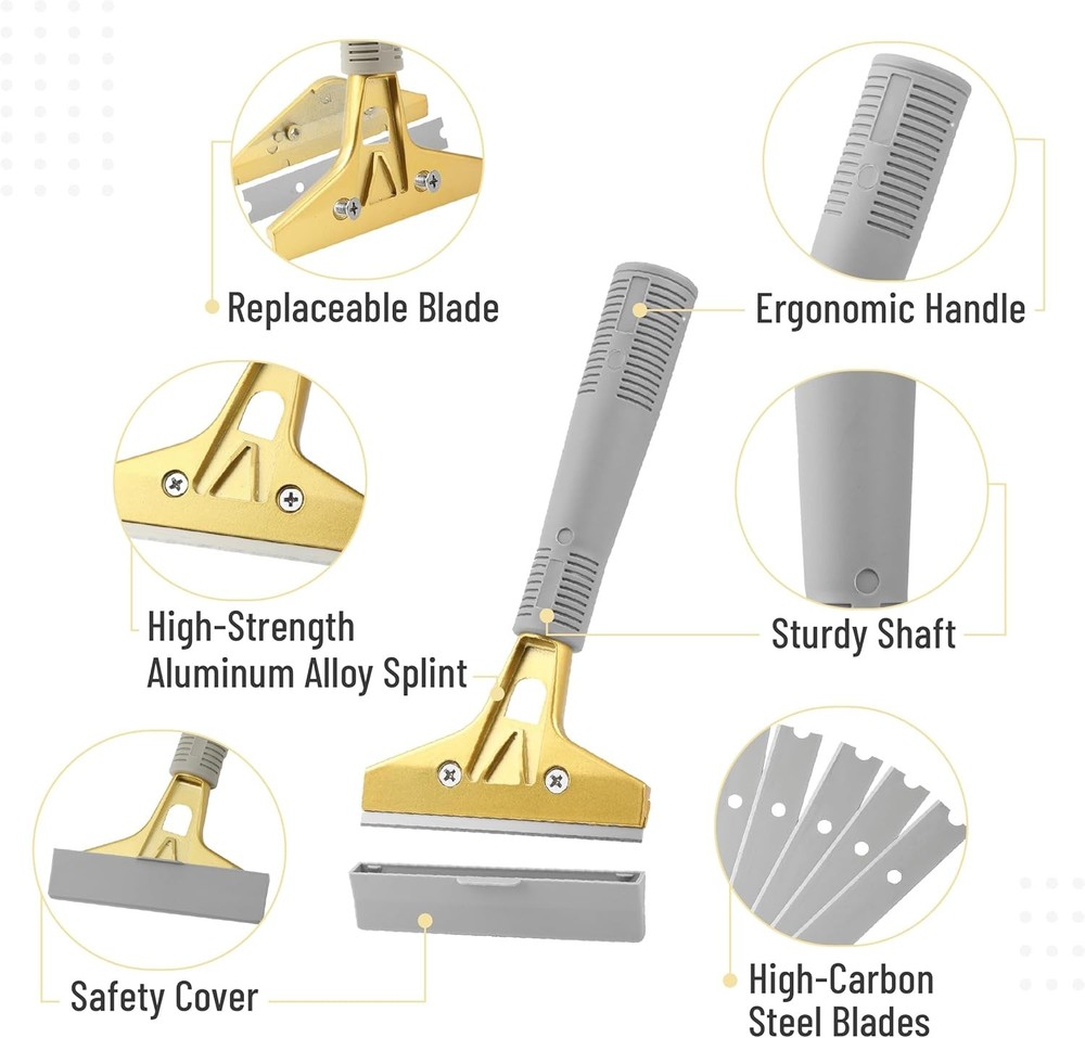 Bates- Razor Blade Scraper Tool, 4 Inch, Floor Razor Scraper Tool with 30 Extra