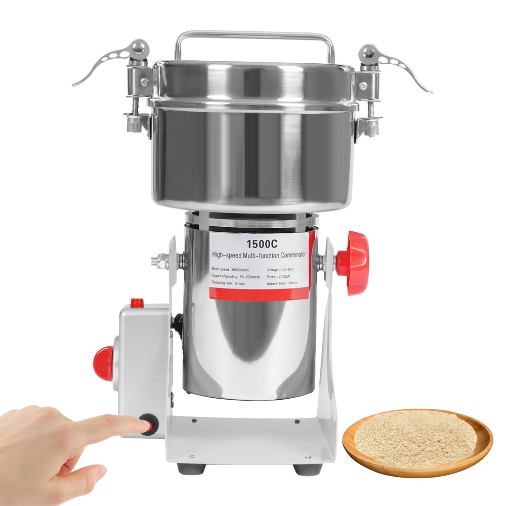 110V 60HZ Silver High Speed Multi-function Electric Grain Grinder W/ Mesh Screen