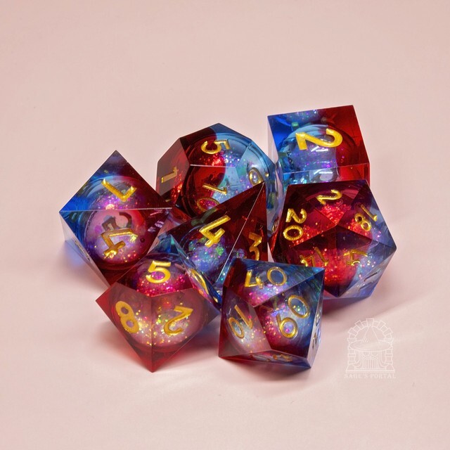 Sage's Spirits - Ember Spirits Liquid Core Sharp Edge Resin Dice Set