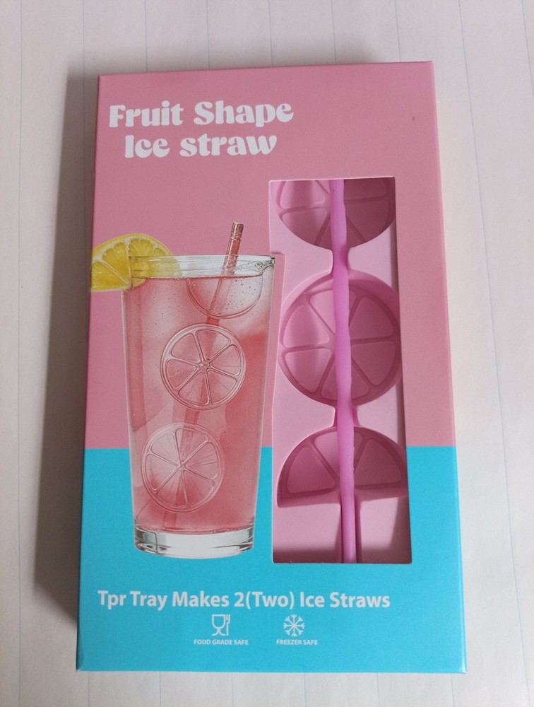 Fruit Shape Ice Straw Citrus Make 2 Straws