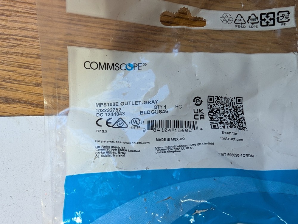 Commscope 108232752 100MPS Outlet Gray (Y1DE2)