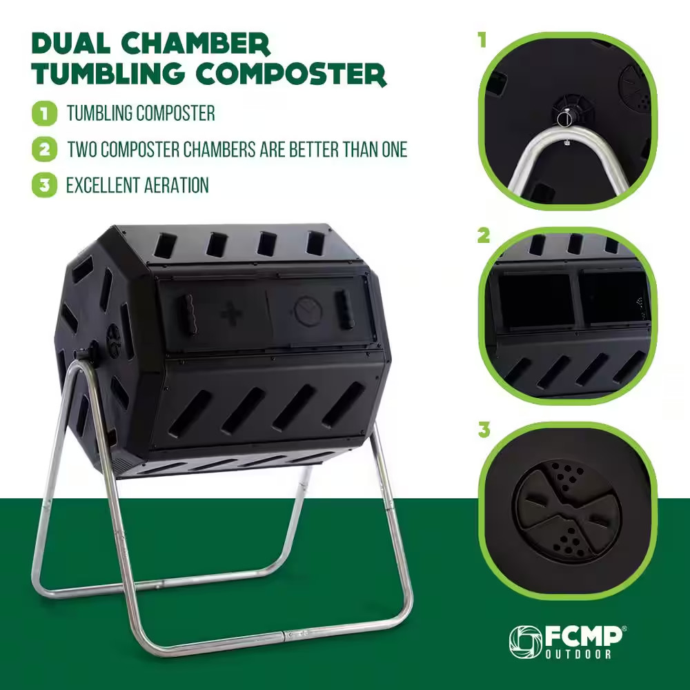 Tumbling Composter with Two Chambers for Efficient Batch Composting