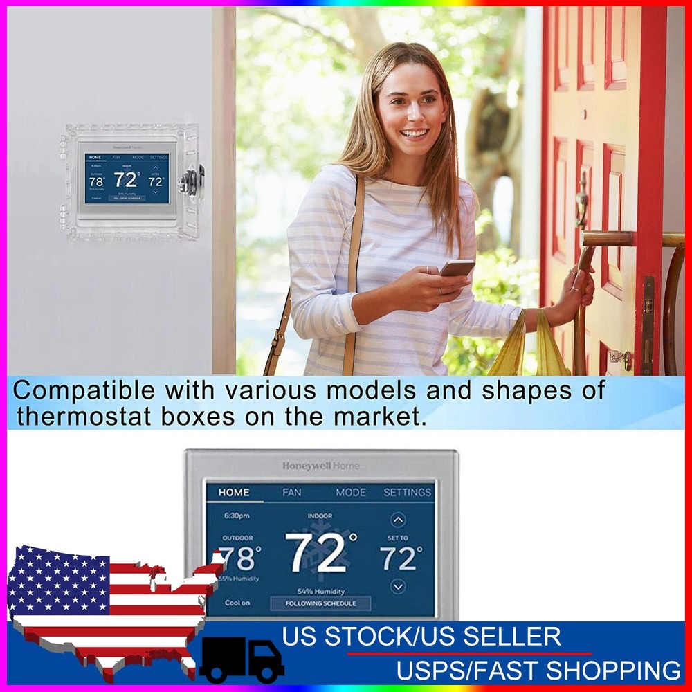 Universal Thermostat Lock Box With Key Transparent Large Thermostat Protector